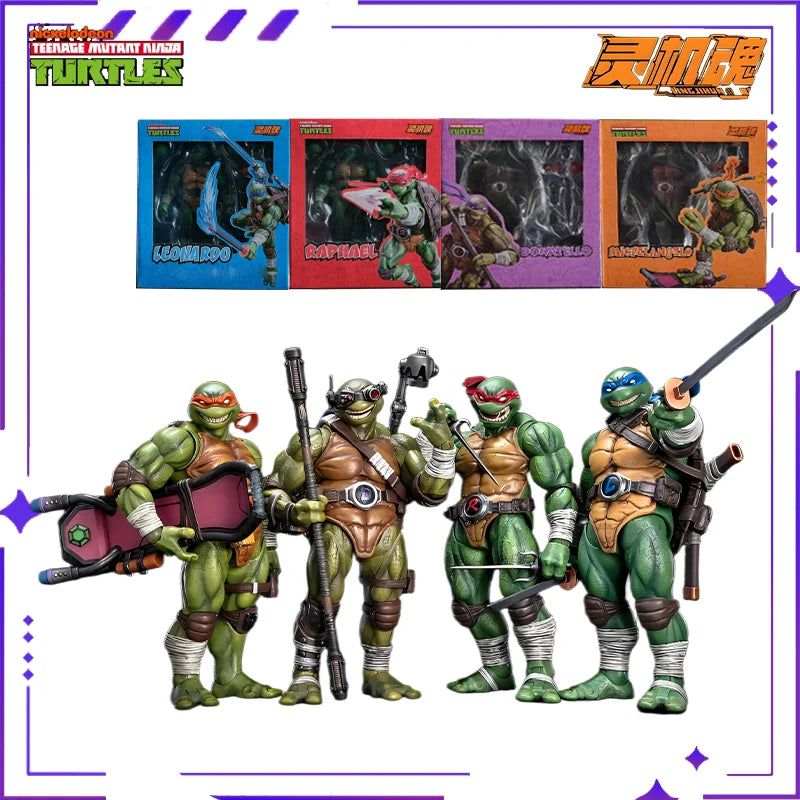 Lingjihun Original New Product Ninja Turtles Raphael Michelangelo Anime Finished Product Movable Doll Model Toy Handmade inStock