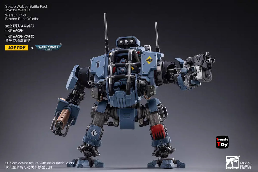 【JOYTOY】Warhammer 40K Space Wolves Battle PackInvictor Warsuit Warsuit PilotBrother Rurik Warfist 1/18 Action Figure Toy