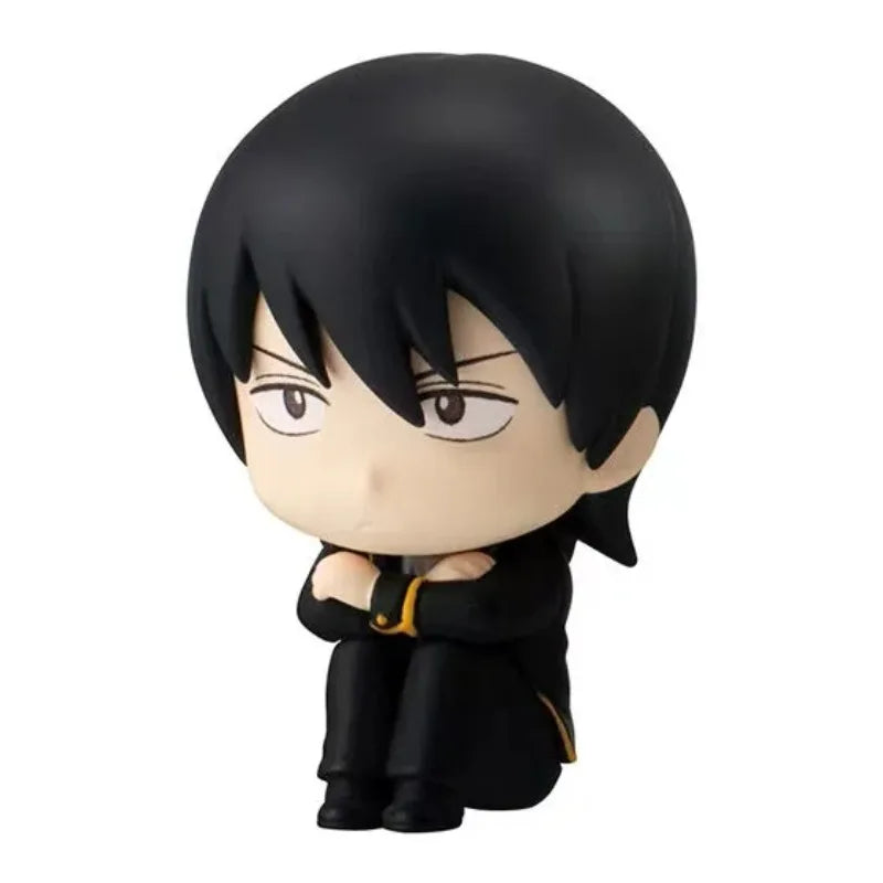 In Stock BANDAI Gintama Action Figures Model Sakata Gintoki Hijikata Toushirou Okita Sougo Gashapon Sitting Series02 Original