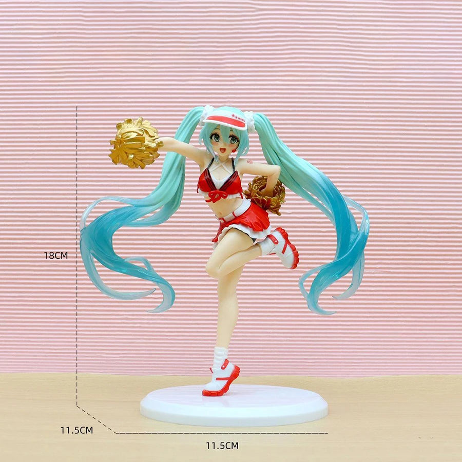 18cm Fashion Hatsune Miku Anime Figure Cheerleader Hatsune Miku Action Figures Kawaii Girl Figurine PVC Collection Model Toys
