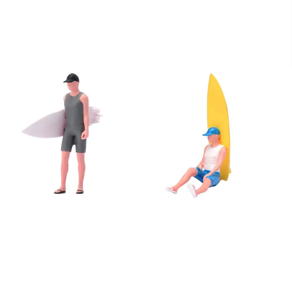 Painted Miniatures 1/18 1/24 1/43 1/64 1/87 Two Teenagers Preparing To Surf By The Seaside Figure Model Toys View Decoration