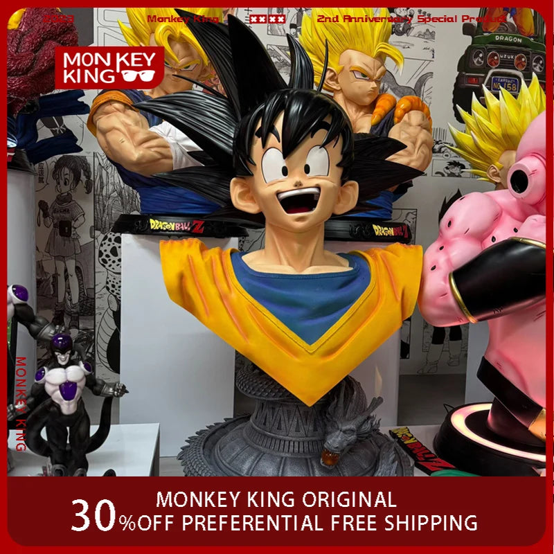 90cm Dragon Ball Figure Son Goku Half-body Statue Can Glow Anime Collection Model Resin Desktop Ornaments Children Toys Gift