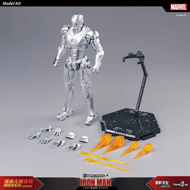 Fondjoy Marvel Iron Man MK1 Assemble Toy ABS Material First Generation Iron Man 1/12 Action Figures Toy Birthday Gifts for Boys