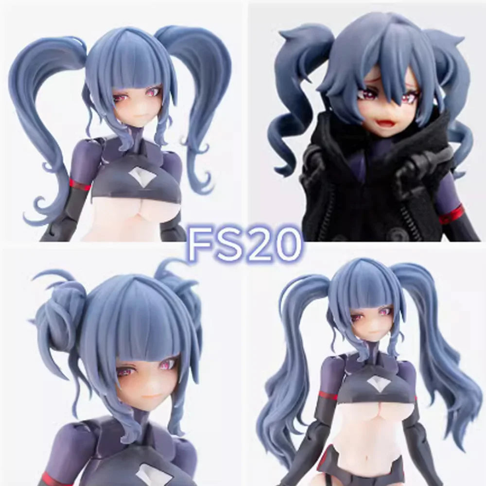 SH 1/12 Machine Girl Goddess Device FS20 Double Ponytail Wavy Hairstyle Modification Resin GK Accessory Model
