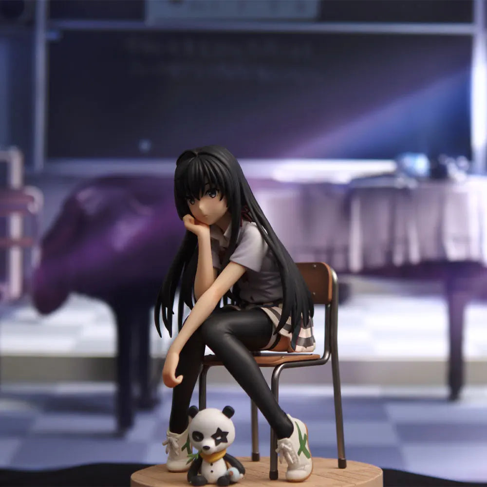 13CM Anime Yahari Ore no Seishun Love Comedy wa Machigatteiru Figure Yukinoshita Yukin Sitting Position Anime Model Toys Gifts