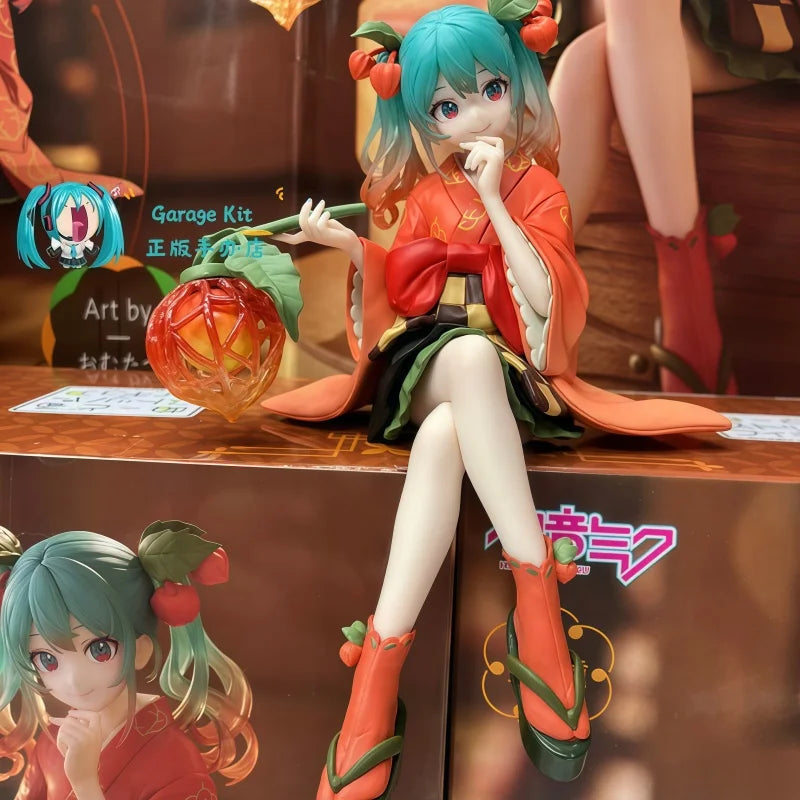 Furyu New Original Cartoon Figure - Hatsune Miku Noodle Stopper Flower Fairy Winter Cherry PVC Model Collection Doll Toy Gift