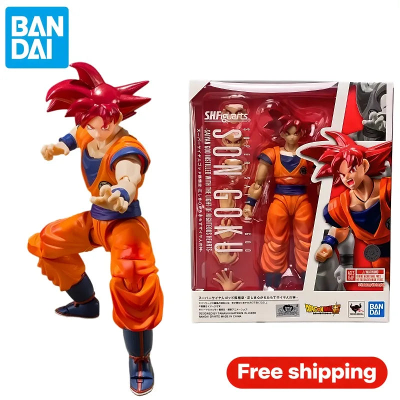 Original Bandai S.H.Figuarts Dragon Ball Super Super Saiyan God Son Goku Articulated Action Figure Collectible With Original Box