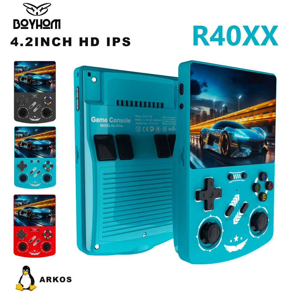 BOYHOM R40XX Handheld Game Console - Linux OS 4.2" IPS, 4000mAh, Open Source (ArkOS), Portable Retro Player for Xmas