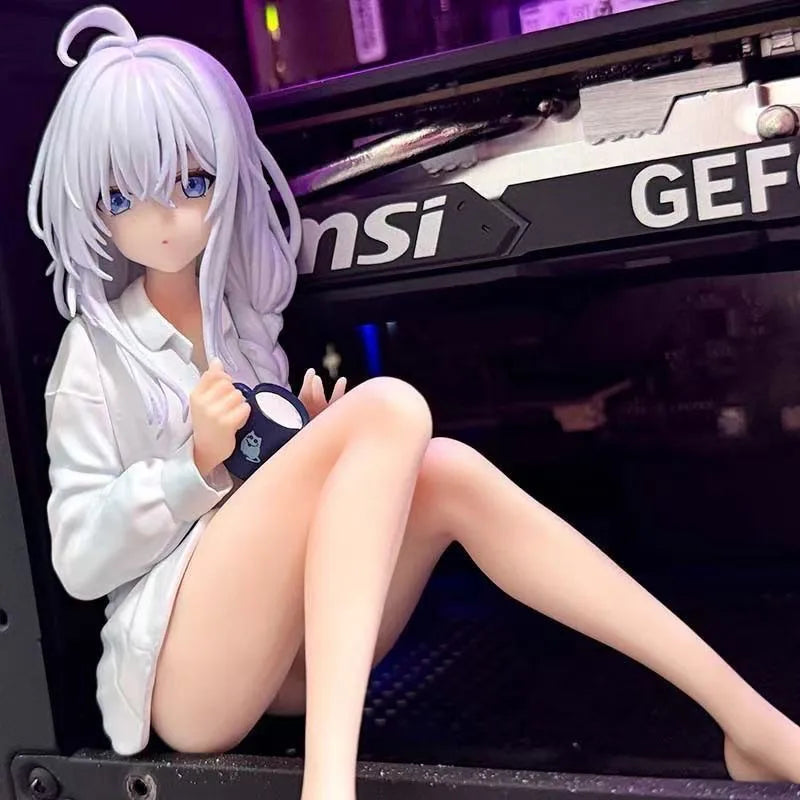 Hot The Journey Of Elaina Elaina Sitting In Pajamas Anime Girl Figure 11cm Model Statue Collection Desktop Decoration Toys