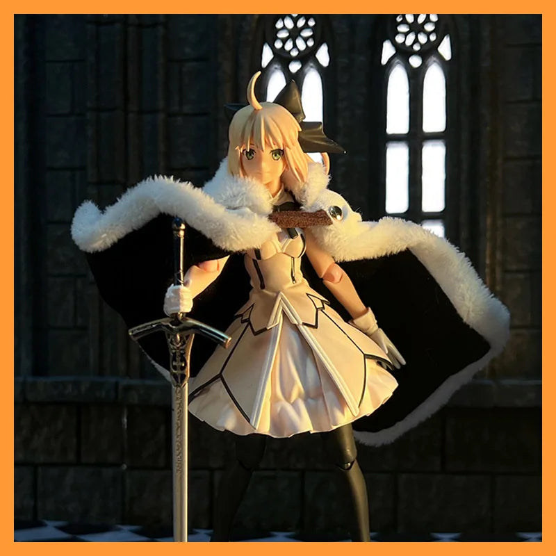 1/12 Scale Figma Fate Saber Lily White Plush Cape Accessoeries for 6-inch Action Figure Model Toys