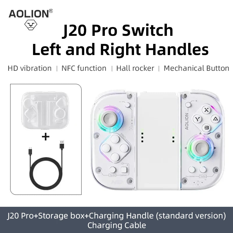 Aolion J20 Wireless Knight Gamepad für links und rechts, RGB-Bewegungssensor, Hall-Joystick für Nintendo Switch 1/2, Controller-Zubehör 