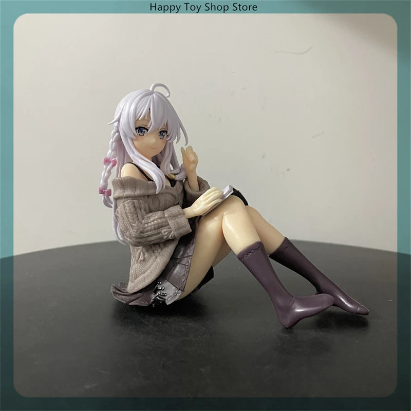 10cm The Journey Of Elaina Elaina Sitting Reading Anime Girl Figure Model Statue Boys Collection Desktop Decoration Ornament Toy