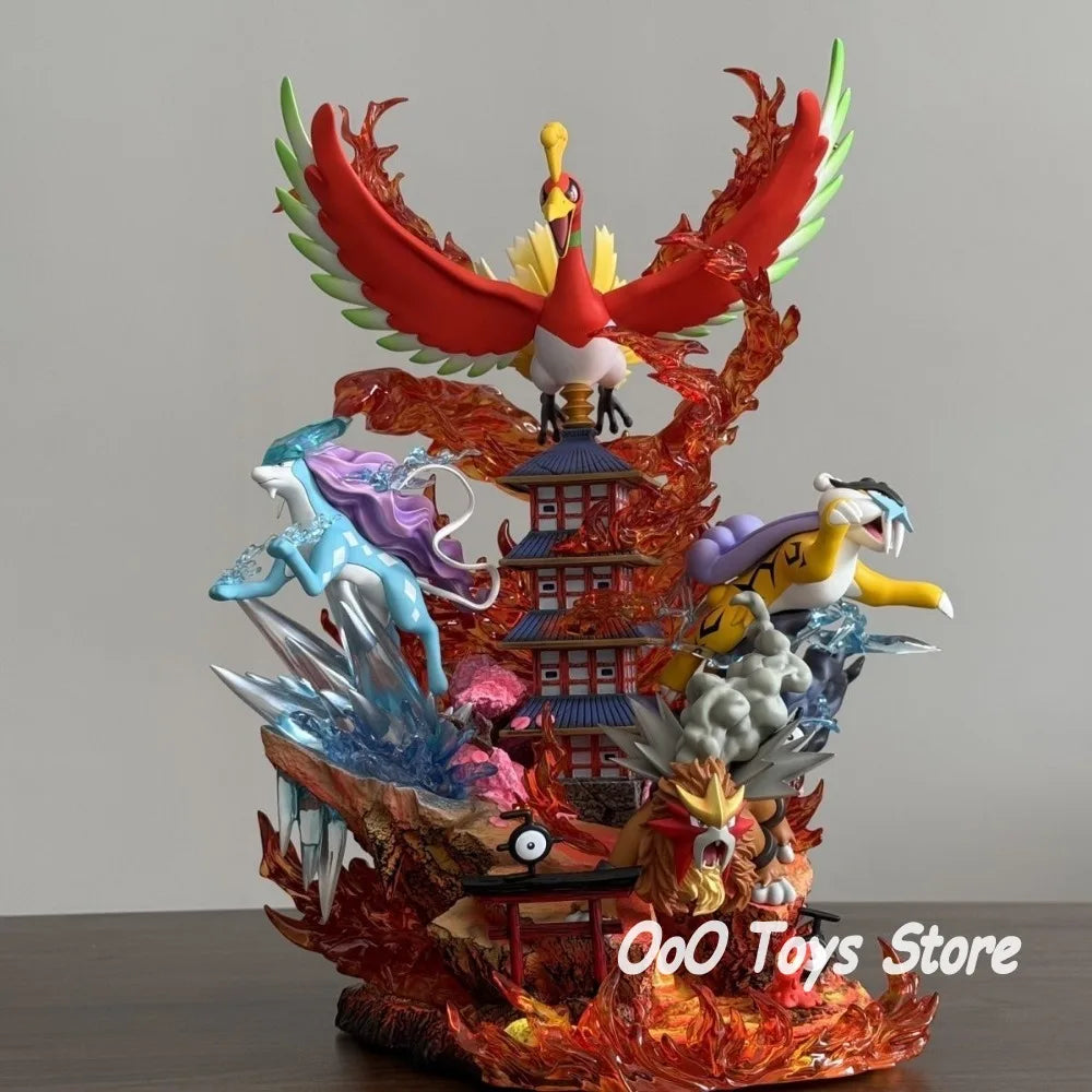 Anime Pokemon Figure Raikou/Suicune/Entei/Ho-Oh Action Figures Pvc Collection Model Toys for Children Gifts 38cm/14.96in