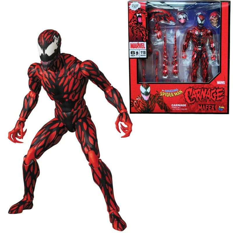 In Stock Original Medicom Toy MAFEX Spiderman Carnage Comic Ver. Collection Toys Gifts  Anime Figure