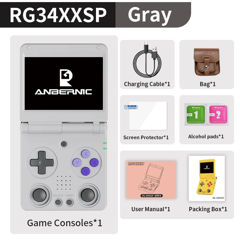 Anbernic RG34XXSP Flip-Handheld-Spielekonsole 3,4-Zoll-IPS-Bildschirm Linux 64-Bit 3300 mAh WIFI Zusammenklappbarer Retro-Video-Gaming-Player