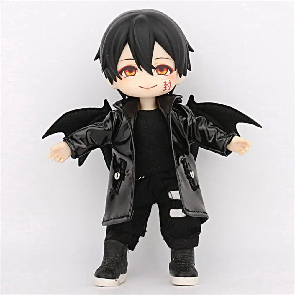 Fashion Clothes for OB11 BJD Dolls PU Leather Jacket Coat Doll Long-sleeved Coat for 1/11 1/12 bjd Doll Casual Clothes