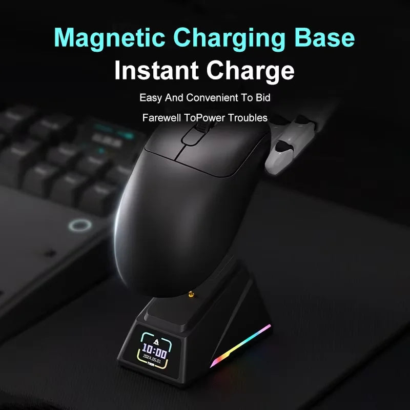 AJAZZ AJ179 APEX PAW3950 3000DPI 8Khz Kabellose Gaming-Maus Rechtshänder Ergonomische Maus mit RGB-Magnetbildschirm-Ladestation