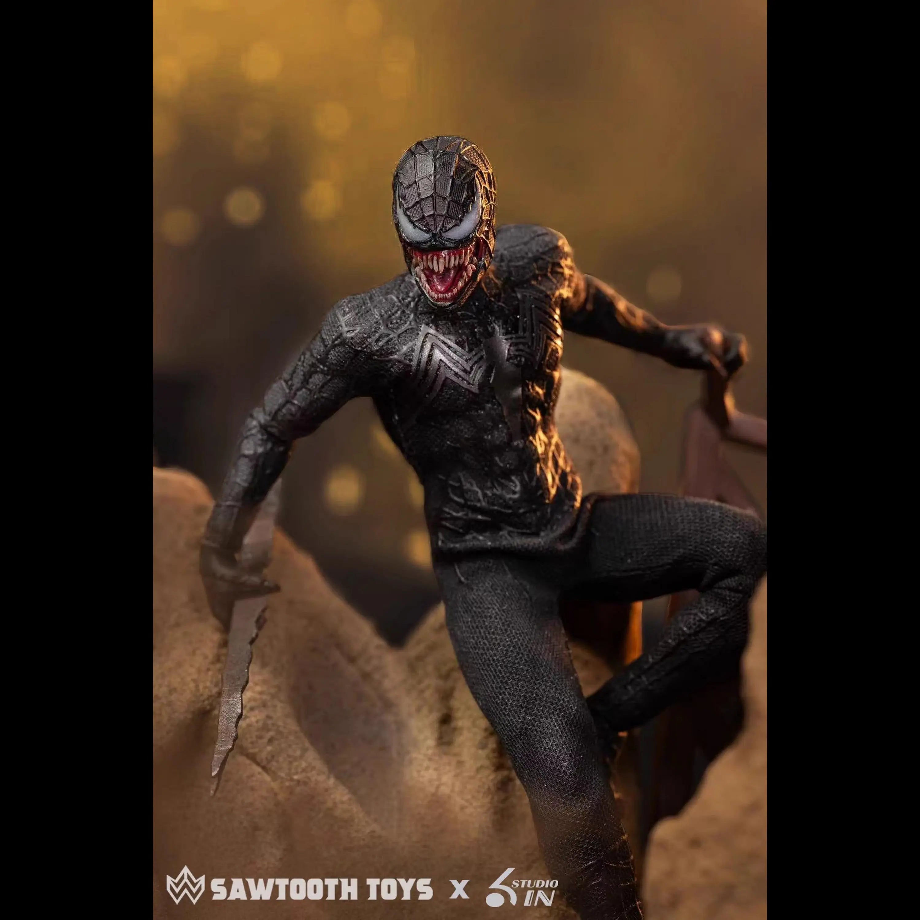 In Stock 6in & Sawtooth Toys 1/12 Scale Venom Spider-Man Symbiotic Variant Action Figure Anime Model Trendy Toys Desktop Doll
