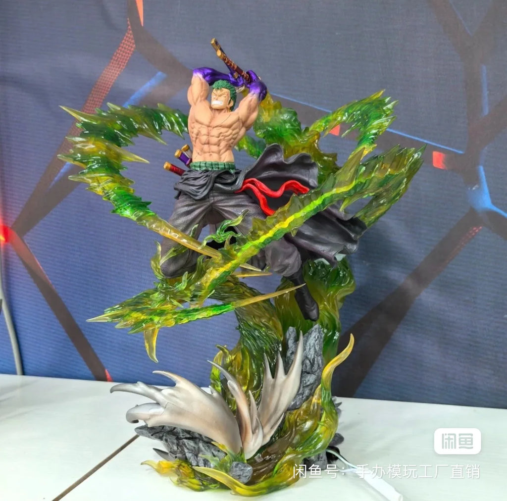 One Piece Figure Zoro 30cm Figures Roronoa Zoro Anime Figure With Light Standing Model Pvc Collect Ornament Birthday Gift Toys