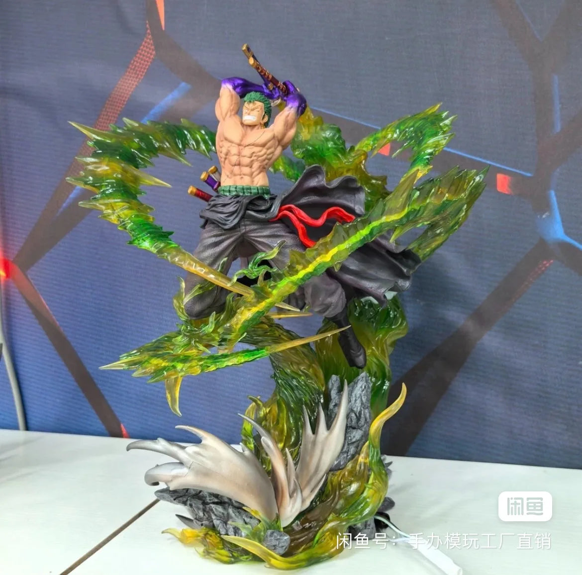 One Piece Figure Zoro 30cm Figures Roronoa Zoro Anime Figure With Light Standing Model Pvc Collect Ornament Birthday Gift Toys