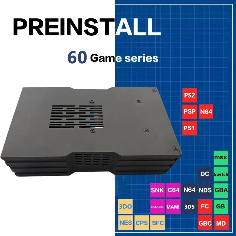 Super Game Console X King 8G Ram 500G Gaming SSD Batocera 3865U 70000+Games For Wii PS2 XBOX PSP Switch N64 Wireless handle
