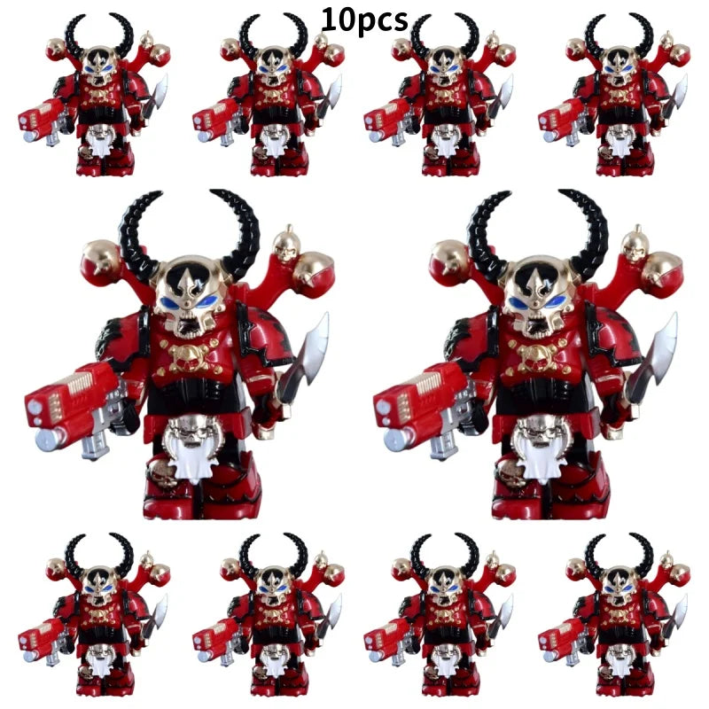 Warhammer 40k Chaos Space Marine Action Figure - Black Legion, Green Eye Lens, Spiked Armor, Combi-Bolter, Collectible Miniature