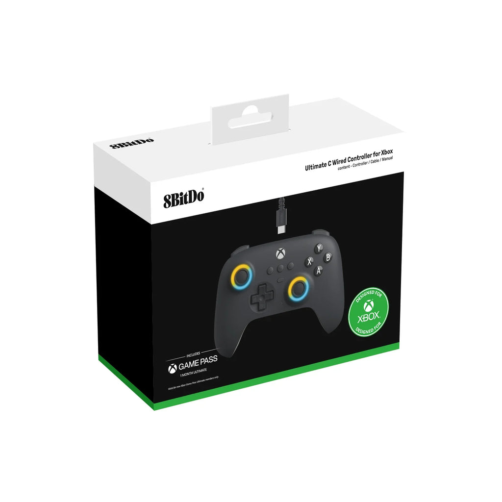 8BitDo Ultimate C Wired Game Controller for Xbox Series X/S Xbox One with Game Pass Hall Effect Joysticks for Windows 10/11