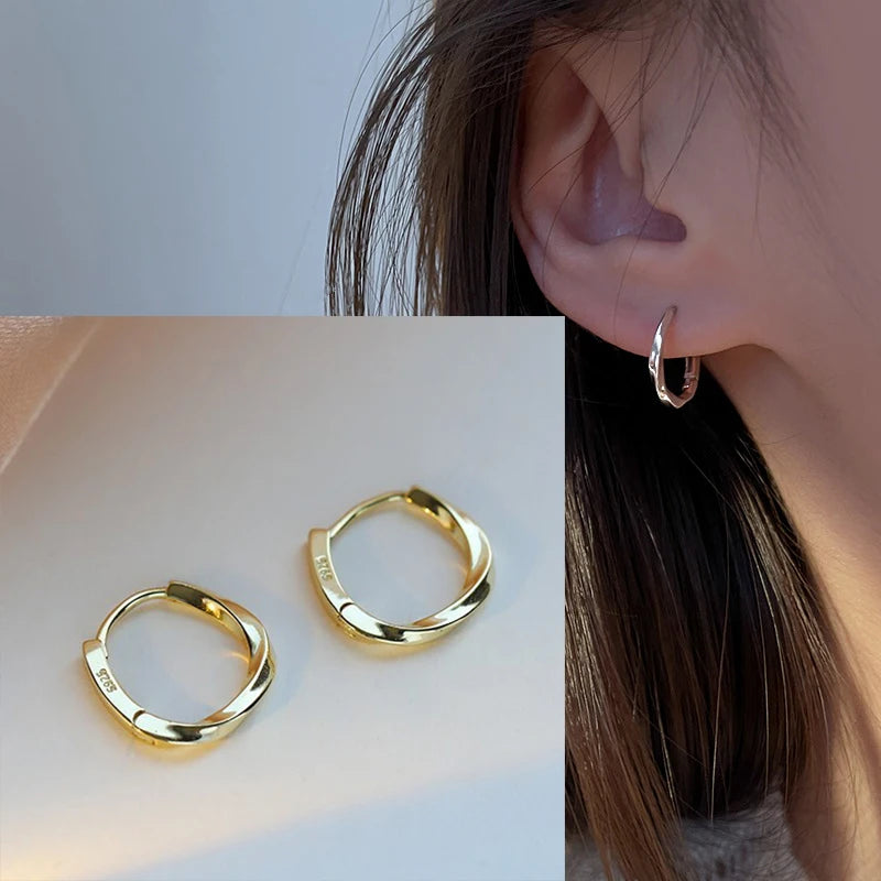 VENTFILLE 925 Sterling Silver Chunky Hoop Earrings for Women Geometric Circle Punk Ear Jewelry Party Gifts 2023 New Dropshipping