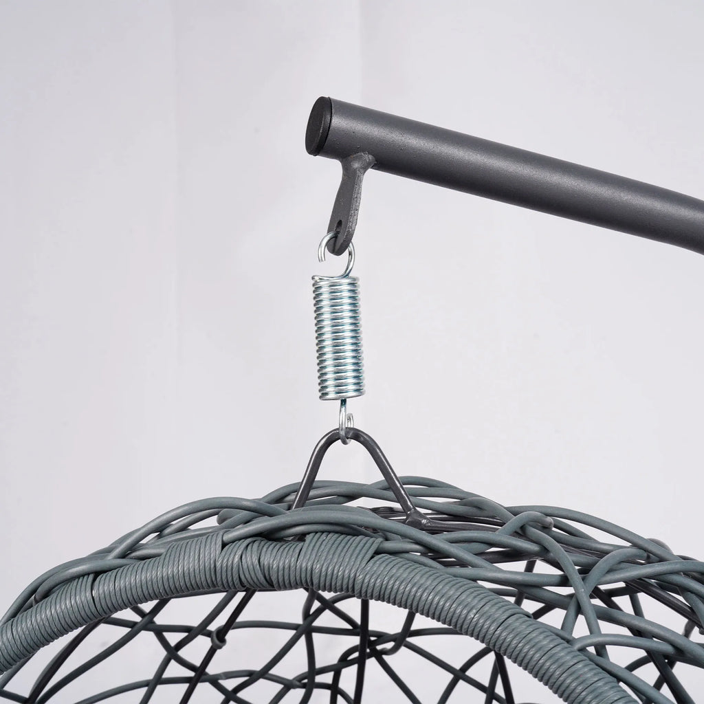 Cat Swing Bed with Stand & Cushion, Cat Egg Chair with Rattan Wicker Appearance, Indoor Hanging Swinging Cat Bed for Cats, Small