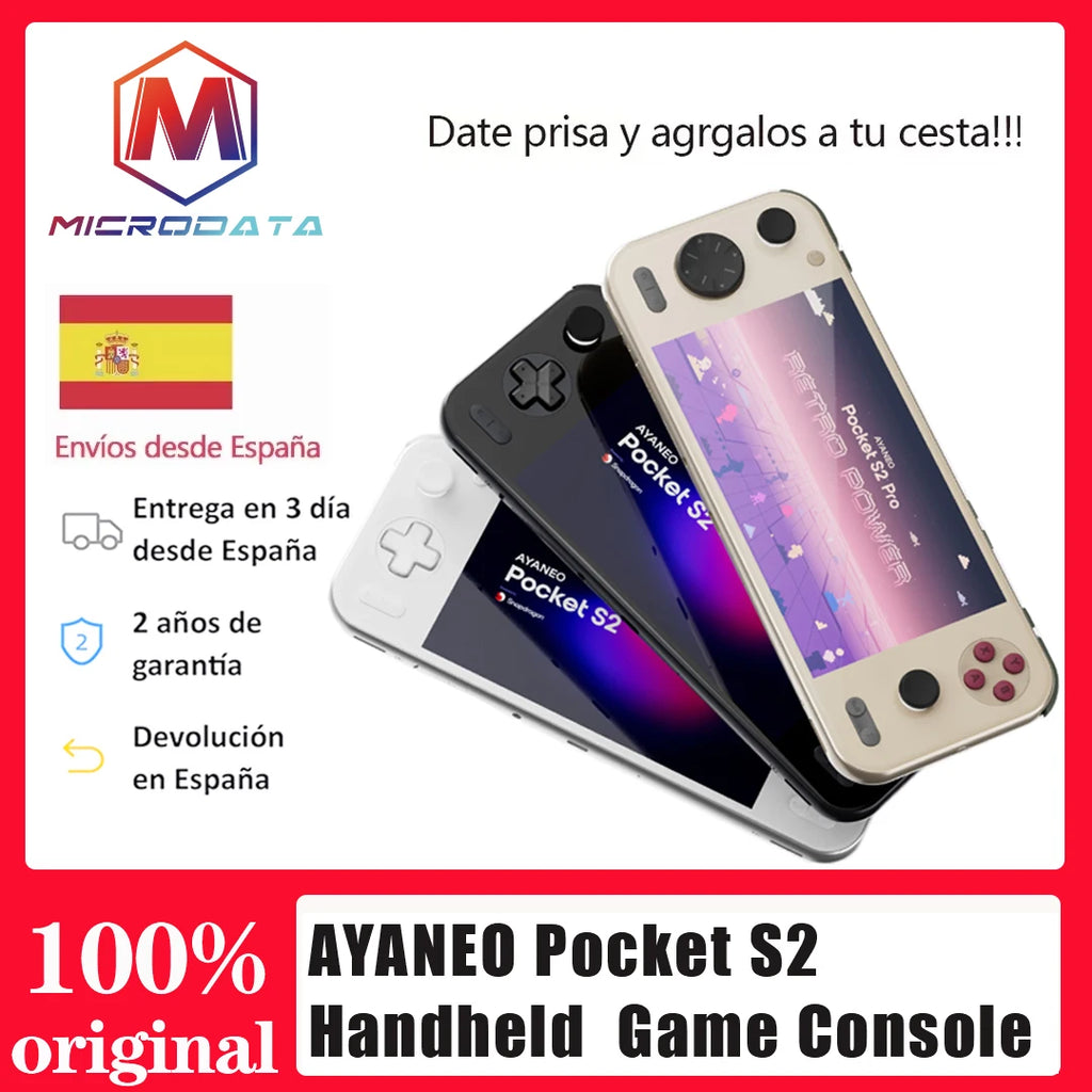 MicroData AYANEO Pocket S2 Retro Handheld Game Console - 5.5" Screen, 5000mAh, 1080p 500Nits Foldable Gaming Device