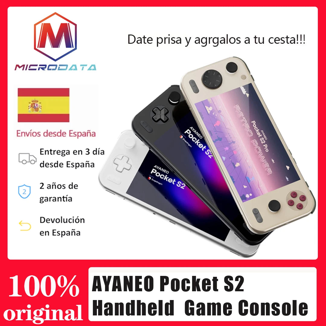 MicroData AYANEO Pocket S2 Retro Handheld Game Console - 5.5" Screen, 5000mAh, 1080p 500Nits Foldable Gaming Device