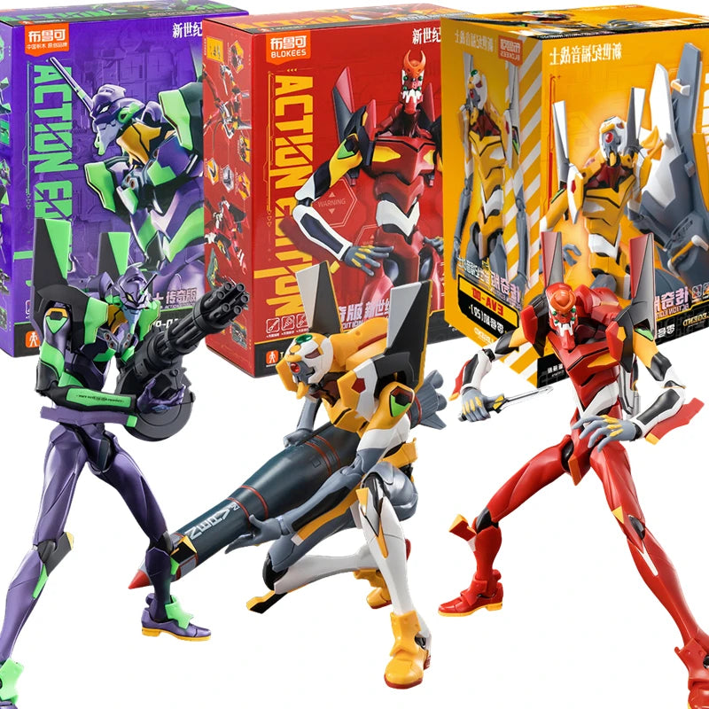 BLOKEES Original EVANGELION-02 01 08 EVA00 NEON GENESIS EVANGELION Asuka Shinji Assembled Action Figure Anime Robot Armor Toys
