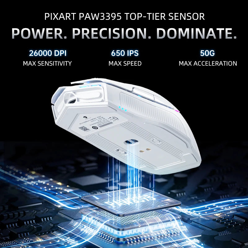 MACHENIKE L8Pro Wireless Gaming Mouse With Charging Dock PAW3395 Optical Sensor Adjustable Scroll 8K+2K Polling RGB For Gamer