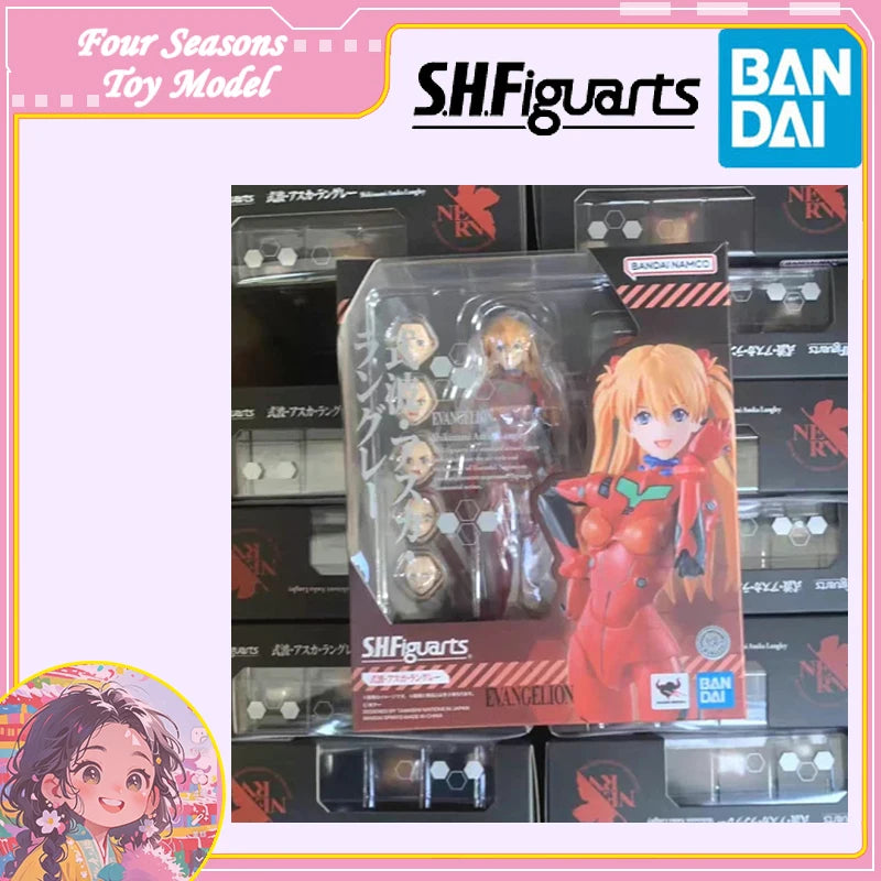 Fast Shipping Bandai Anime EVA NEON GENESIS EVANGELION SHF Shikinami Asuka Langley Original Model Toys Action Figure Children