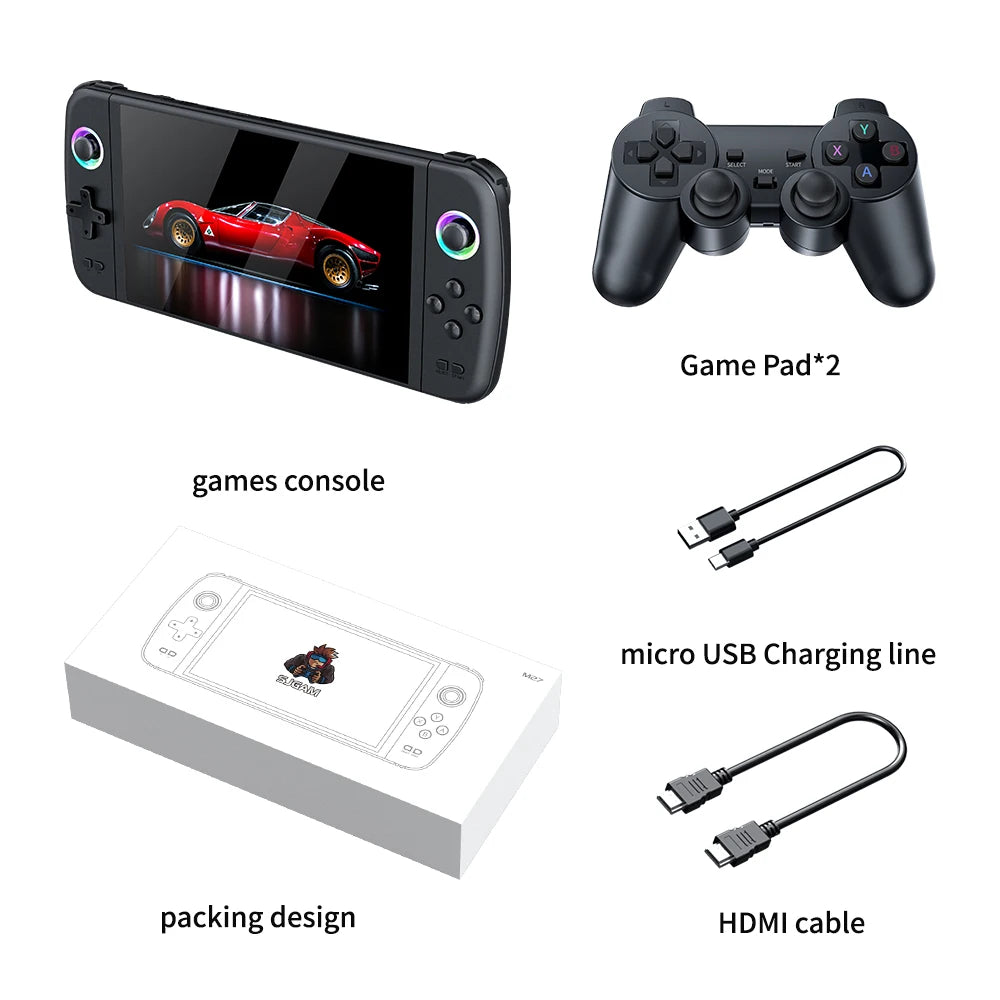 M27 Game Console Portable Pocket Retro Handheld Video Game Console 7.0" IPS Screen 1024*600 Display RGB light Support Emelec HD