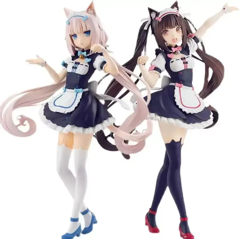 Anime Nekopara Maid Outfit Girl Action Figures Cute Cartoon  Model Toy Collection Statue Figurine Computer Case Desktop Ornament