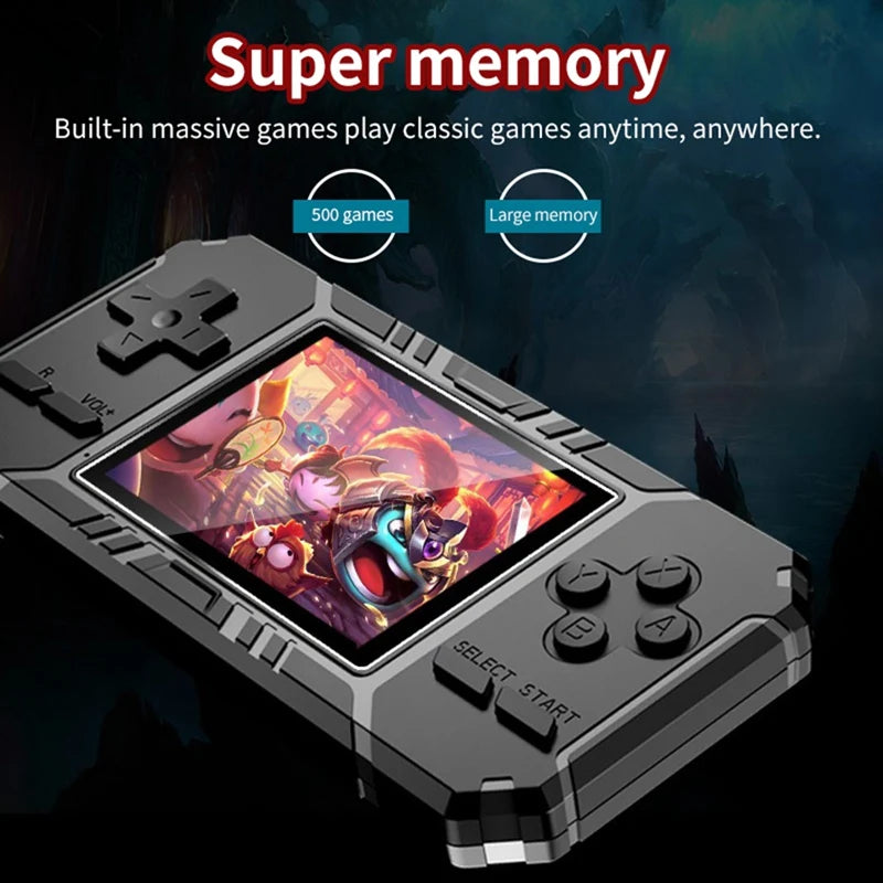 B50B-Retro Portable Mini Handheld Game Console 8-Bit 3.0 Inch Color Screen LCD Game Player Built-In 500 Games