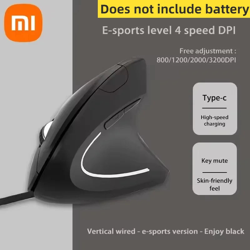 Xiaomi Wireless Bluetooth Vertical Mouse Rechargeable Personalised Side Grip Ergonomic 2.4G Mute Gaming PC Computer Mouse New