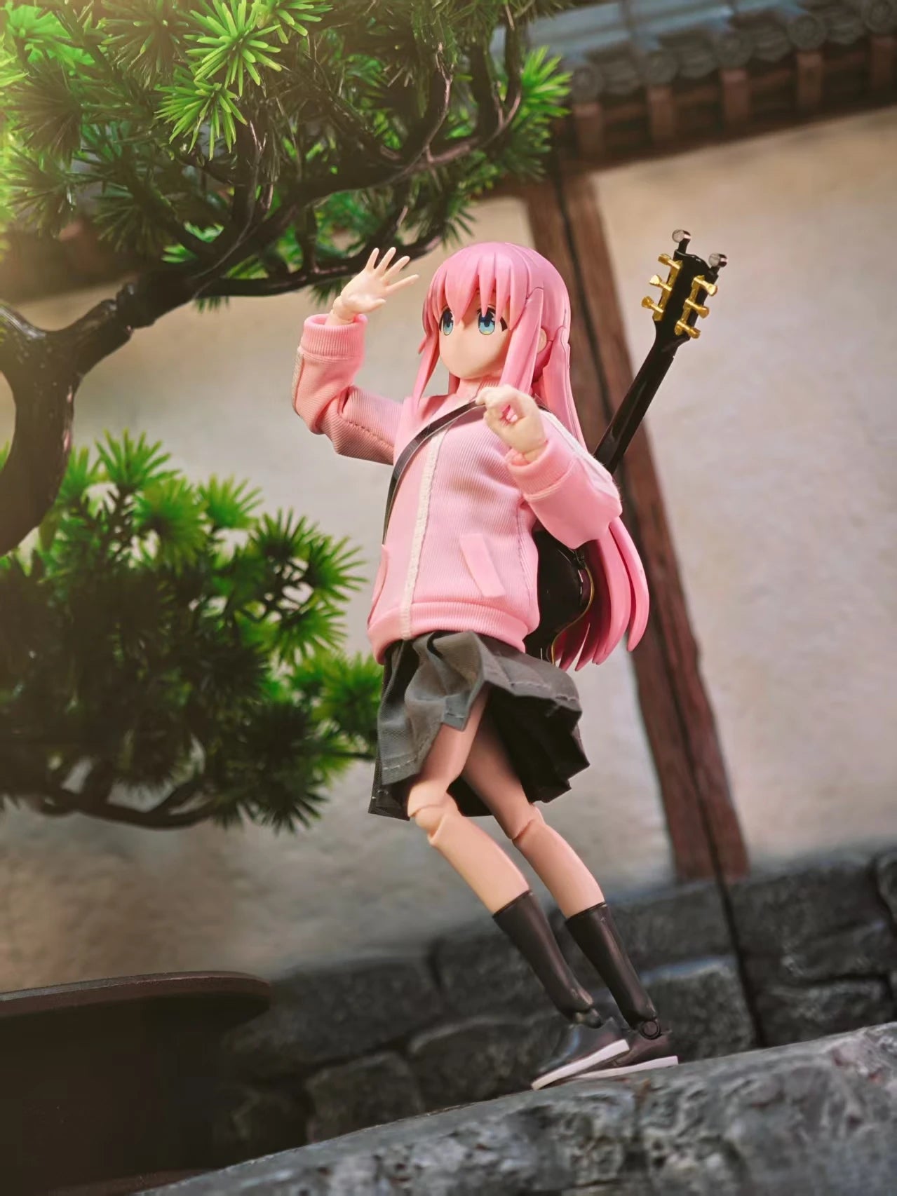 New Stock 1/12 Scale Female Soldier Boki Lonely Rock Clothes Pink Skirt Pants Set For 6in Figma Action Figure Toy