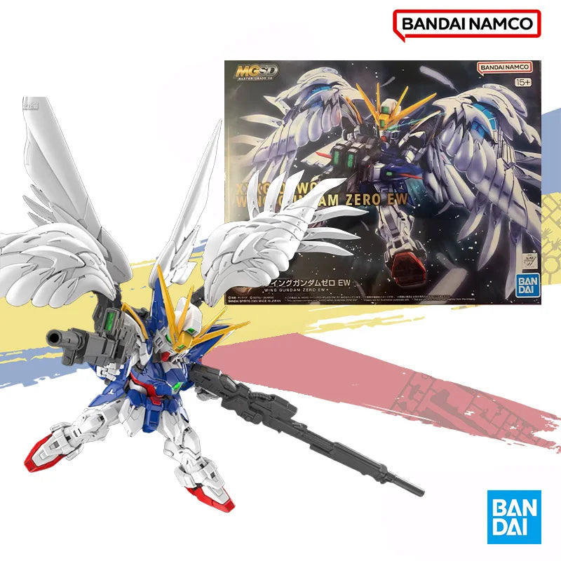 Bandai Original MGSD XXXG-00W0 WING GUNDAM ZERO EW Anime Actionfigur Zusammengebauter Modellbausatz Robotersammlung Spielzeuggeschenk für Kinder