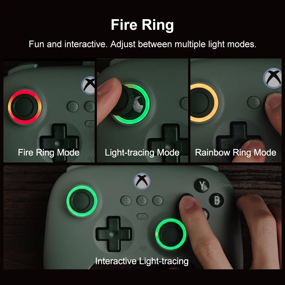 8BitDo Ultimate C Wired Controller for Xbox Series X S, Xbox One, PC Windows 10 11 with Hall Effect and RGB Lighting Fire Ring