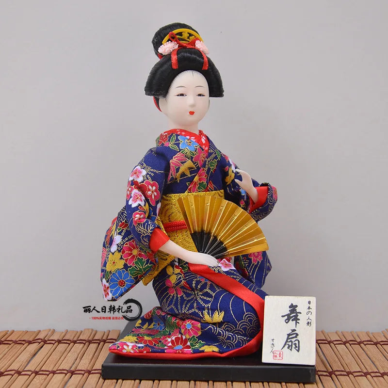 12inch Japanese Geisha Doll Statuette Sitting Figurine Japanese Kimono Kokeshi Kabuki Geisha Handicraft Ornament Birthday Gift