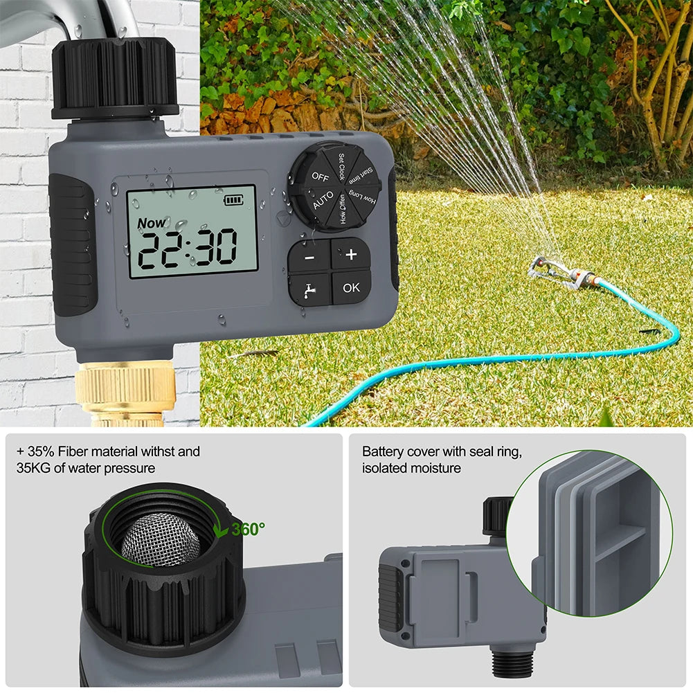 Automatic Water Timer Intelligent Irrigation Watering System Sprinkler Timer Garden Programmer Equipment IPX7 LCD Display