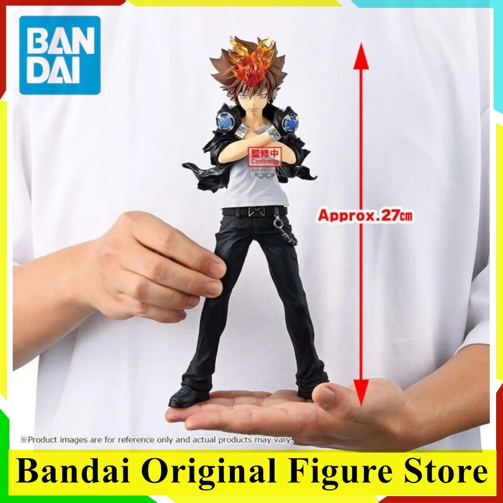 Original Banpresto Katekyou Hitman REBORN Anime Sawada Tsunayoshi Action Figurine Toys PVC Model Collection Decoration