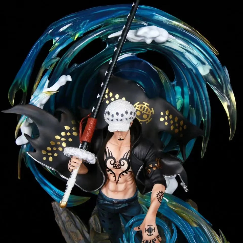 41cm ONE PIECE Anime Figures Trafalgar D Water Law Phantom Can Emit Light Collection Action Figure Statue Model Doll Gift Toys