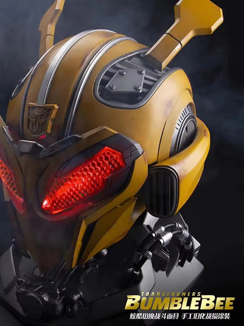 Kids Cos Bumblebee 1:1 Helmet  Anime Fiugre Wearable 1:1 Mask Transformers Chinese And English Voice Controlled Toy Model Gift