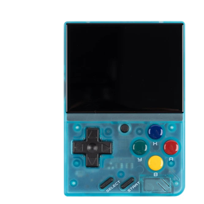 MIYOO-mini Portable Retro Game Console with features listed on a white background