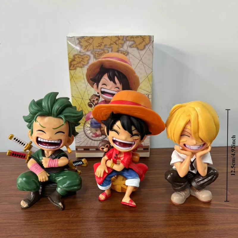 13cm Anime Figure One Piece Monkey D Luffy Roronoa Zoro Kawaii Toys Q Figural Nendoroid Car Decoration PVC Model Gift