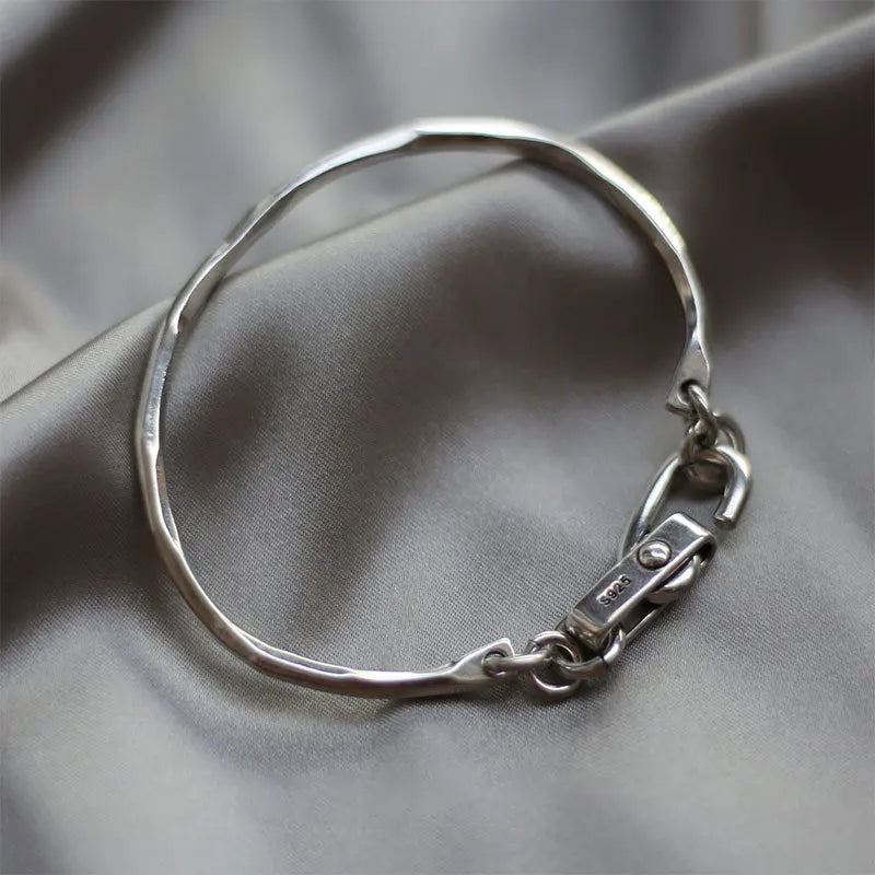925 Sterling Silver Bracelet Bangle Vintage Open Lock Geometric Punk For Woman Girl Fashion Jewelry Gift Dropship Wholesale