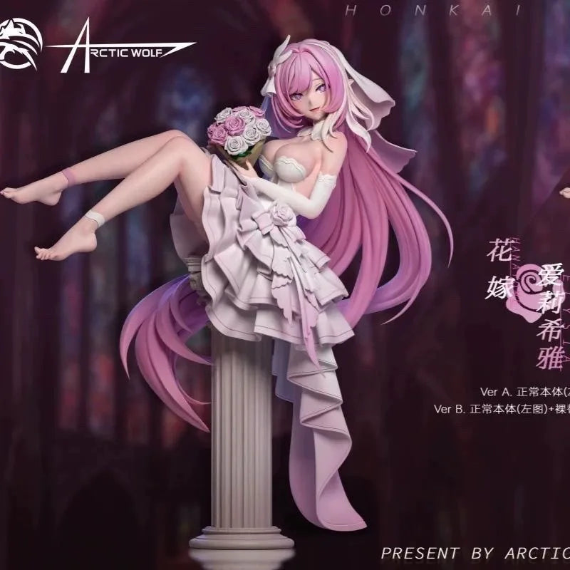 New ‌Elysia‌ Figures Honkai Impact 3 Anime Figure Collection Decor Ornament Toys 1/6 Girl Wedding Dress Custom Birthday Gift PVC